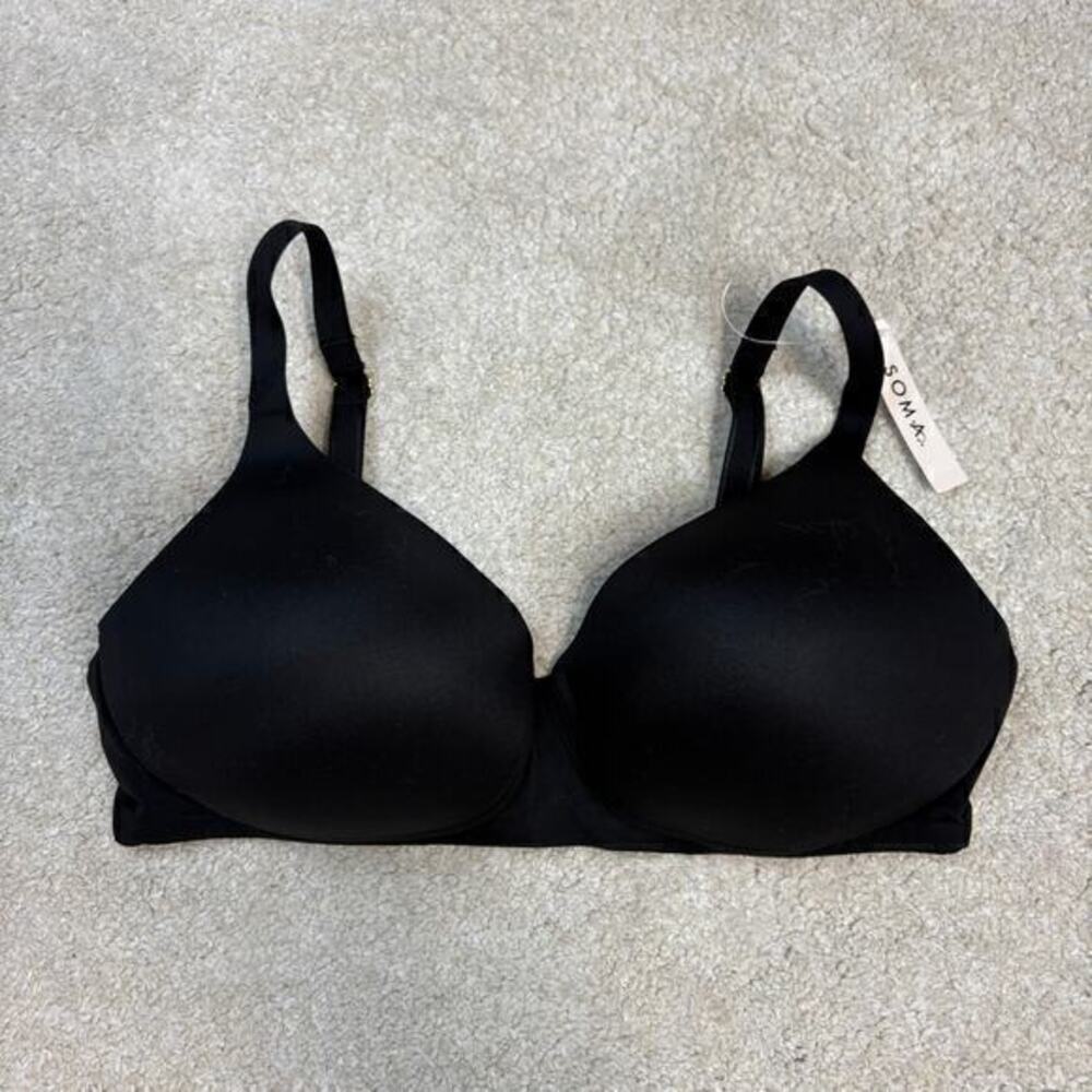 NWT Soma Embraceable Wireless Bra Black Adjustable Straps Size 36D